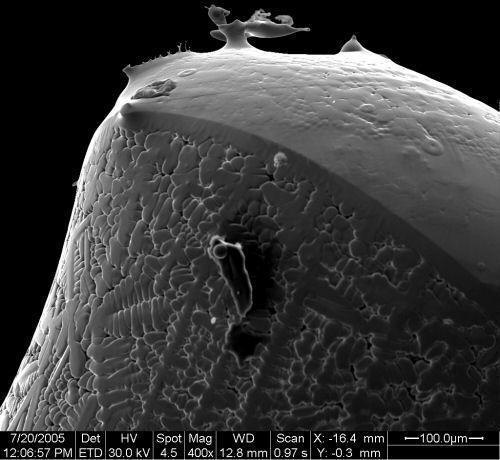 graphite with cerebral morphology and straight, sharp boundary